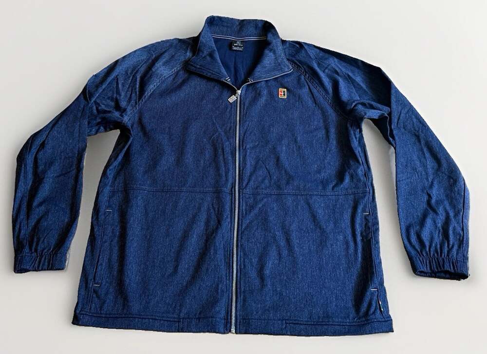 Mens NIKE Court Tennis Denim Look Full Zip Warm Up Heritage Jacket Loose Fit XL